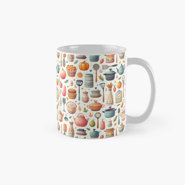 Item preview, Scandinavian Folk Art kitchen utensils pattern by heidiannemorris designed and sold by FOLK ART FUSION.