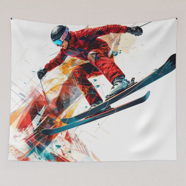 Item preview, Dynamic ski jumper mid flight  Active Outdoors Inspired Art designed and sold by CDC40.