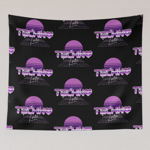 Item preview, TECHNO  - Synthwave Heart Grid (purple)  designed and sold by Discothreadz.