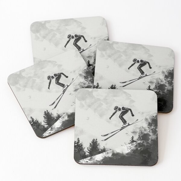 Item preview, Dynamic ski jump monochrome colour palette Active Outdoors Inspired Art designed and sold by CDC40.