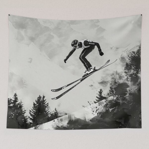 Item preview, Dynamic ski jump monochrome colour palette Active Outdoors Inspired Art designed and sold by CDC40.