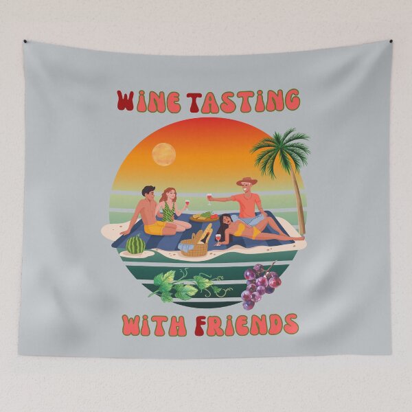 Item preview, Wine tasting with friends on the beach. designed and sold by MCanderart.