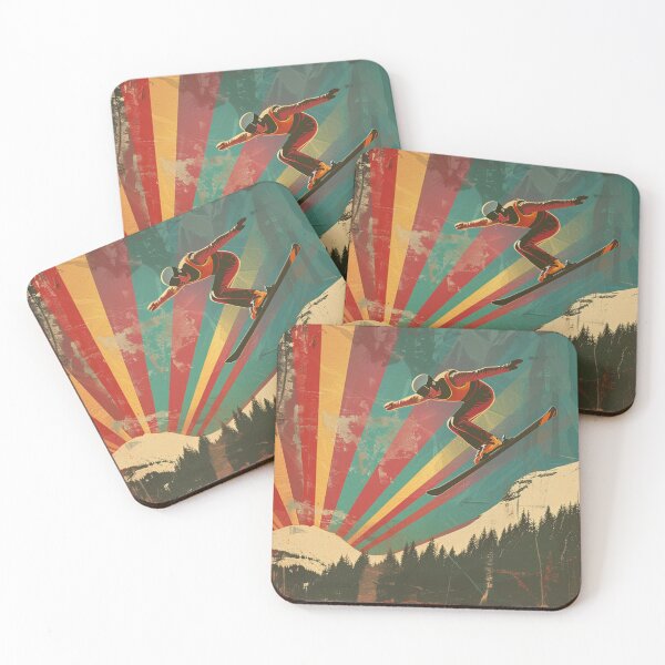Item preview, Dynamic ski jump retro-inspired backdrop Active Outdoors Inspired Art designed and sold by CDC40.