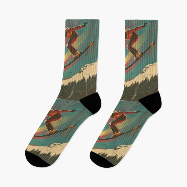 Item preview, Dynamic ski jump retro-inspired backdrop Active Outdoors Inspired Art designed and sold by CDC40.