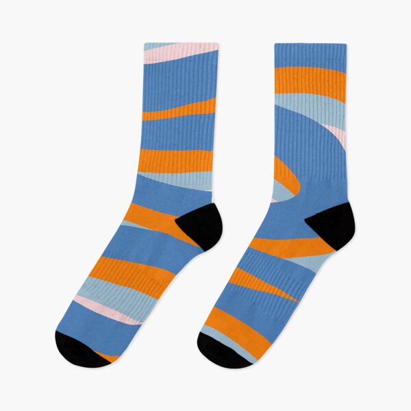 Item preview, Pop Swirl Wavy Abstract Line Pattern Blue Orange Pink designed and sold by kierkegaard.