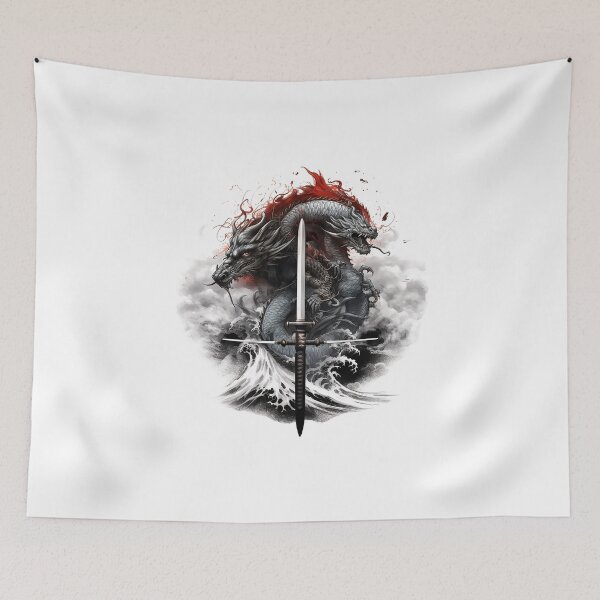Item preview, Tattoo Style Dragon designed and sold by Lucy Goosy Art.