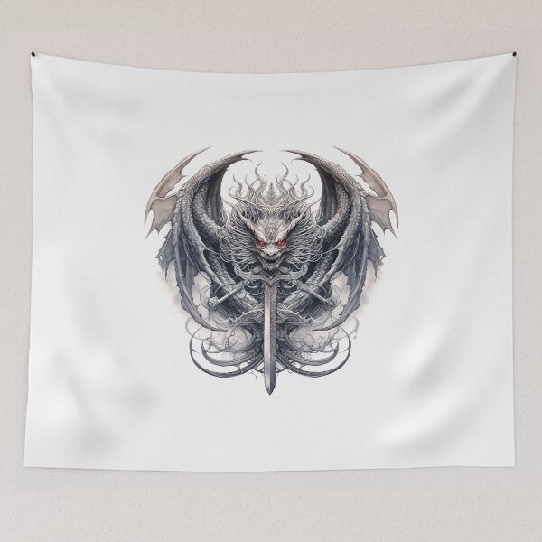 Item preview, Tattoo Style Dragon designed and sold by Lucy Goosy Art.