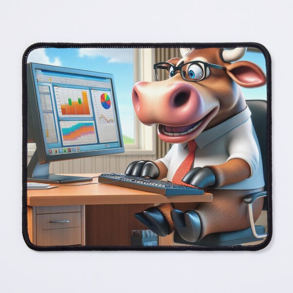 Item preview, Bull Market Analyst - Cartoon Finance Guru Artwork designed and sold by Moo-larious Creations From Down Udder.