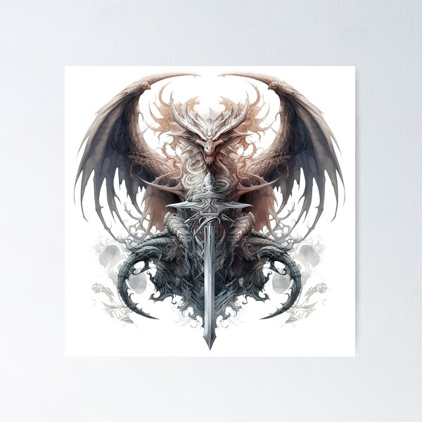 Item preview, Tattoo Style Dragon designed and sold by Lucy Goosy Art.