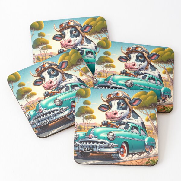 Item preview, Retro Roadster Rally - Vintage Cow Aviator on Scenic Drive designed and sold by Moo-larious Creations From Down Udder.
