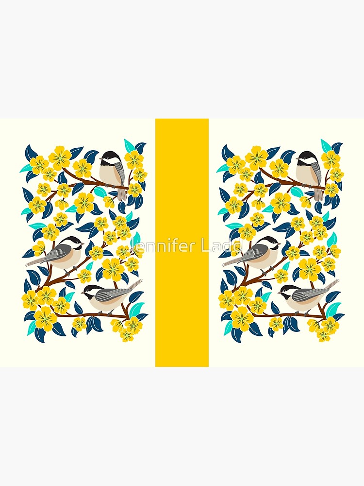Thumbnail 3 of 3, Journal, Chickadee birds among the yellow flowers designed and sold by jennifereladd.