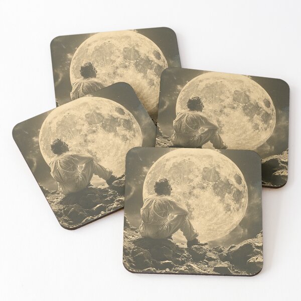Item preview, Vintage Sitting Man Watching the Full Moon designed and sold by HollywoodInked.