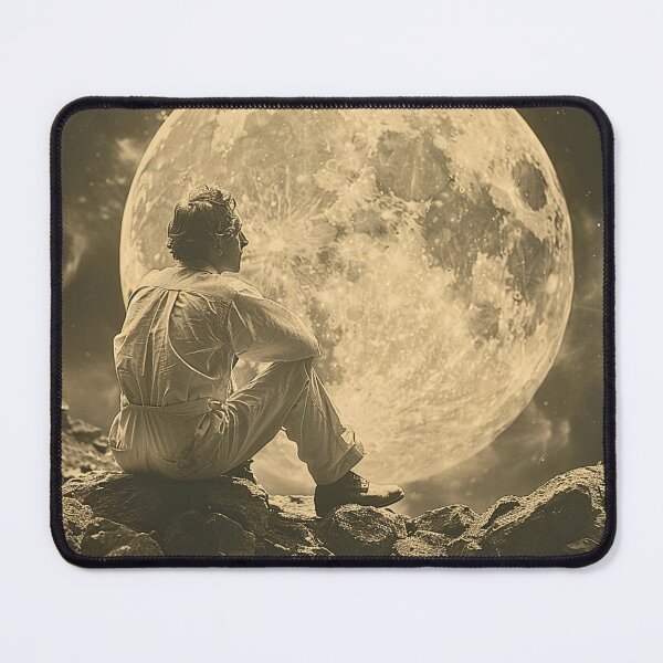 Item preview, Vintage Sitting Man Watching the Full Moon designed and sold by HollywoodInked.