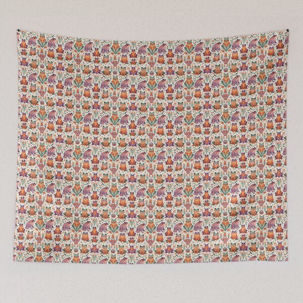 Item preview, Scandinavian Folk Art frogs and toads pattern designed and sold by FOLK ART FUSION by heidiannemorris.