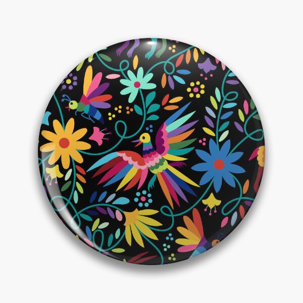 Item preview, Mexican Otomi black floral seamless Pattern designed and sold by kavalenkavart.