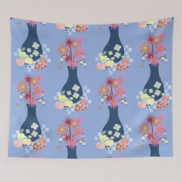Item preview, "A Tall Blue Vase Of Flowers" By SalsySafrano. designed and sold by SalsySafrano.