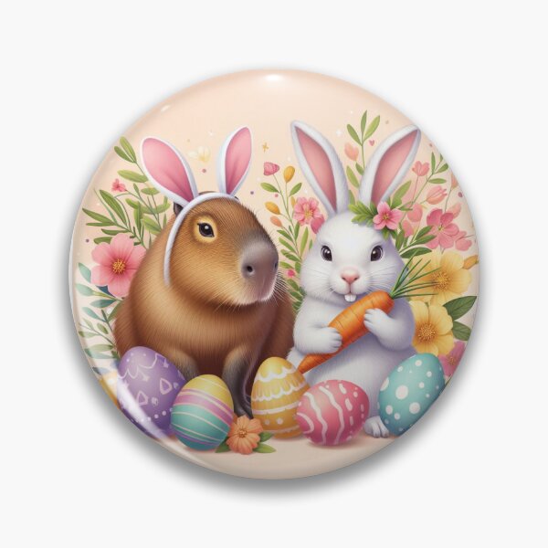 Item preview, Capybara Celebrates Easter with Little Bunny2 designed and sold by Capybara Art Lover.