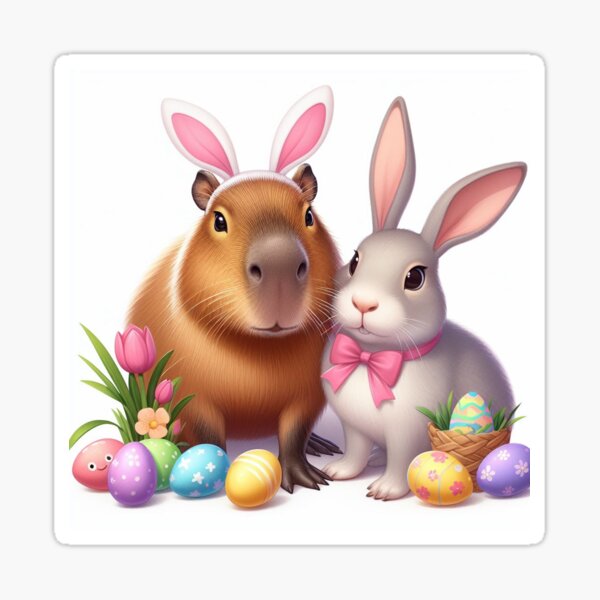 Item preview, Capybara Celebrates Easter with Little Bunny6 designed and sold by Capybara Art Lover.