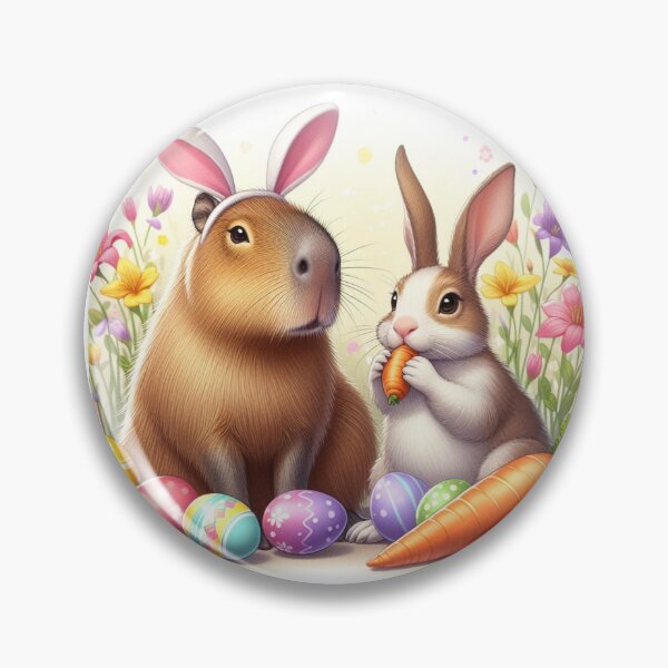 Item preview, Capybara Celebrates Easter with Little Bunny7 designed and sold by Capybara Art Lover.