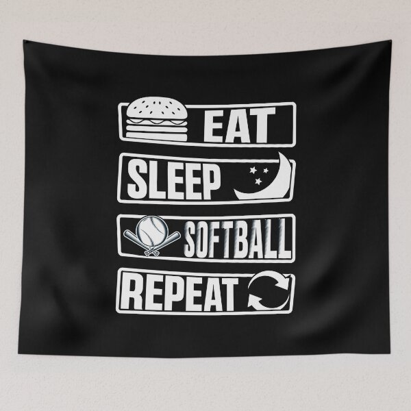 Item preview, Eat Sleep Softball Repeat Funny Teens Girls Boys Kids Men designed and sold by 07Art.