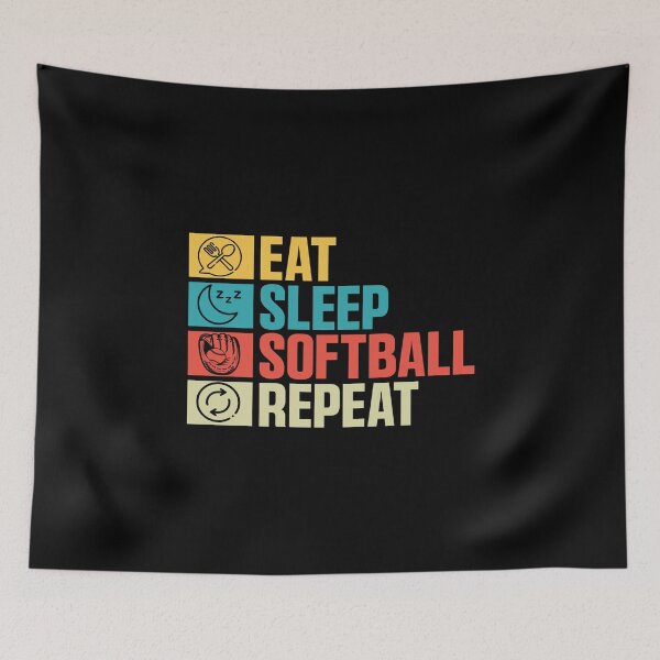 Item preview, Eat Sleep Softball Repeat Funny Teens Girls Boys Kids Men designed and sold by 07Art.