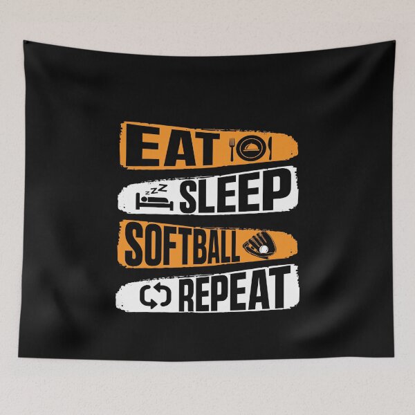 Item preview, Eat Sleep Softball Repeat Funny Teens Girls Boys Kids Men designed and sold by 07Art.