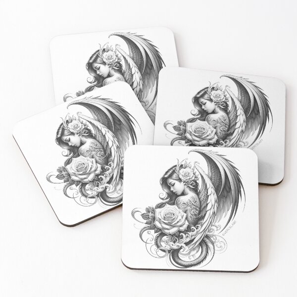 Item preview, Female Angel Tattoo Design designed and sold by avercelart.