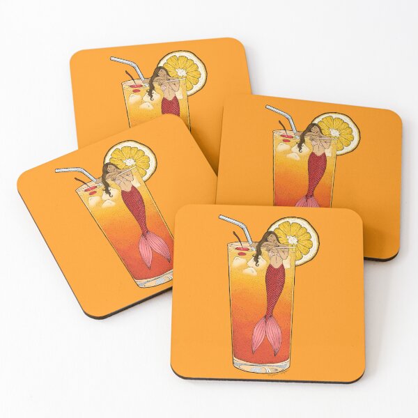 Item preview, Tequila Sunrise Mermaid Cocktail Illustration designed and sold by Elizabeth Weglein.