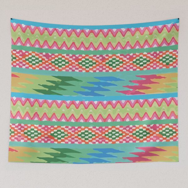 Item preview, Maximalist decor multicolor embroidered folk art dopamine decor ethnic hand stitch textile designed and sold by T-Mex.