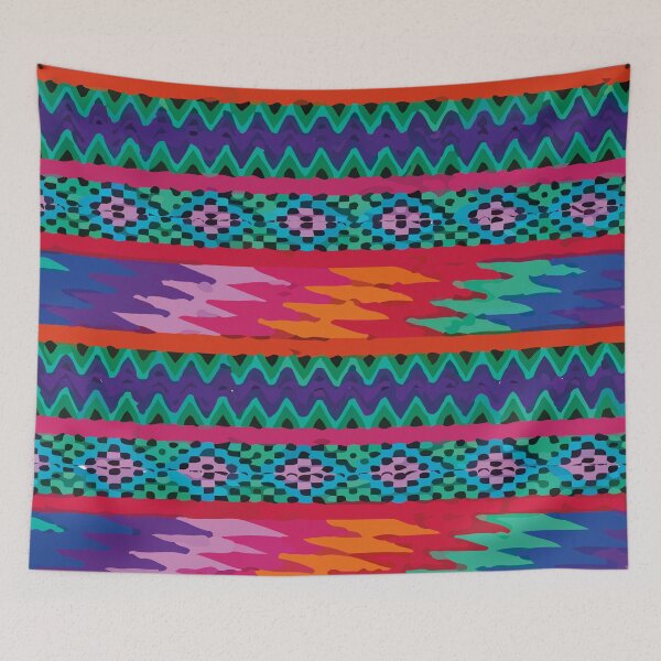 Item preview, Maximalist decor multicolor embroidered folk art dopamine decor vibrant textile designed and sold by T-Mex.