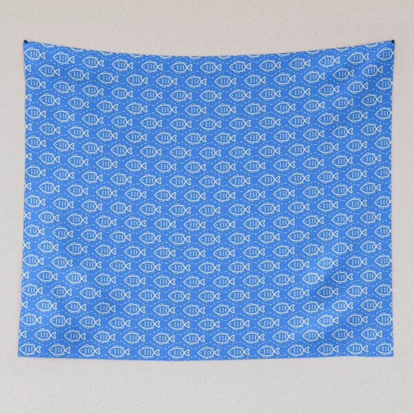 Item preview, Decorative Nautical Ocean Sea Waves Animal Fishes on Blue Pattern   designed and sold by wenjunior.