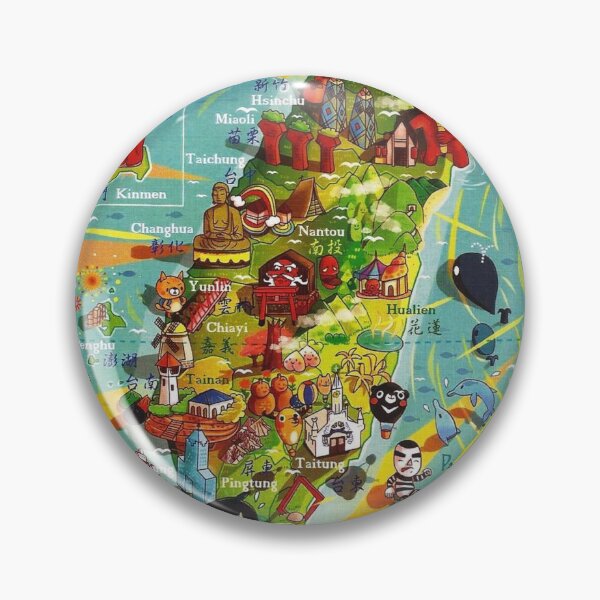 Item preview, Taiwan - Republic of Formosa - Kawaii Colourful Artistic Tourist Map Showing Major Land Marks  designed and sold by TheHappyK.