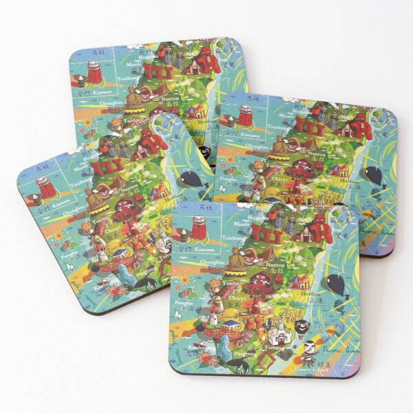 Item preview, Taiwan - Republic of Formosa - Kawaii Colourful Artistic Tourist Map Showing Major Land Marks  designed and sold by TheHappyK.