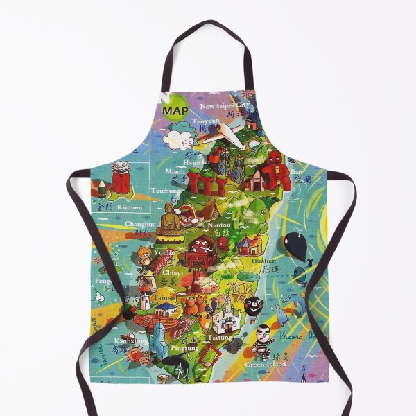 Item preview, Taiwan - Republic of Formosa - Kawaii Colourful Artistic Tourist Map Showing Major Land Marks designed and sold by TheHappyK.