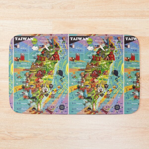 Item preview, Taiwan - Republic of Formosa - Kawaii Colourful Artistic Tourist Map Showing Major Land Marks  designed and sold by TheHappyK.
