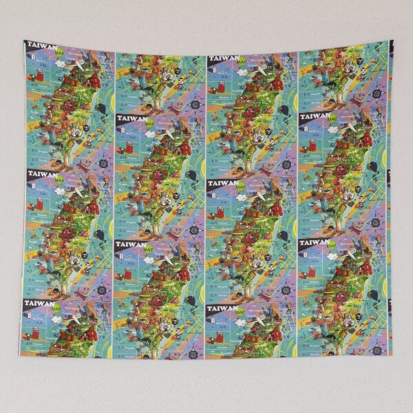 Item preview, Taiwan - Republic of Formosa - Kawaii Colourful Artistic Tourist Map Showing Major Land Marks  designed and sold by TheHappyK.