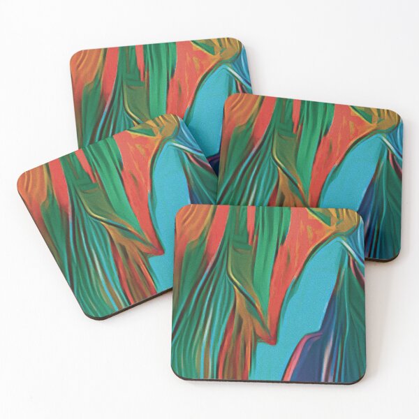 Item preview, Light Blue and Greenish-Red Curtain designed and sold by OlgaStudio.