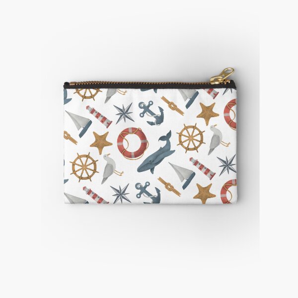 Item preview, Nautical Watercolor Whale Wheel Lighthouse Sailboat Boat Star Fish Anchor Compass Seagull designed and sold by Sarcastic Narwhal.
