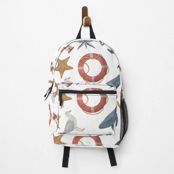 Item preview, Nautical Watercolor Whale Wheel Lighthouse Sailboat Boat Star Fish Anchor Compass Seagull designed and sold by Sarcastic Narwhal.