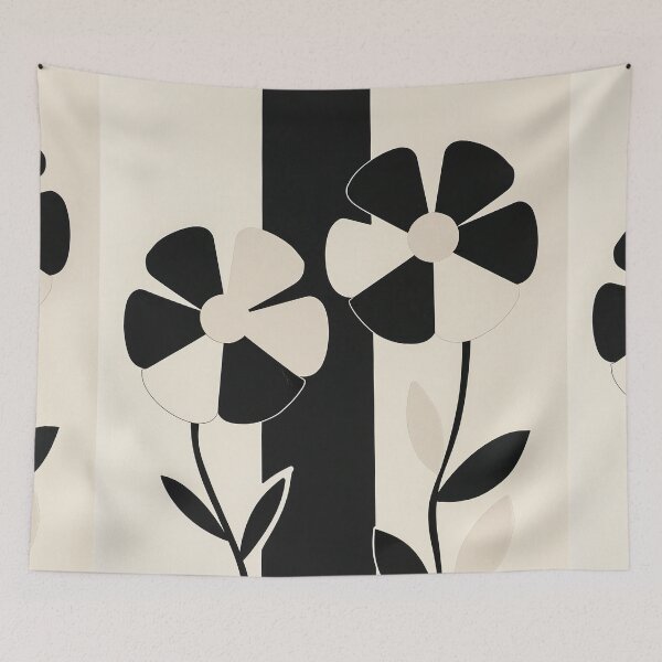 Item preview, Minimalist Floral Composition- beige and black  designed and sold by 33wolvesdesigns.