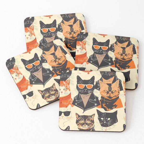 Item preview, Leather Jacket Cats Repeating- Minimalist Design designed and sold by 33wolvesdesigns.