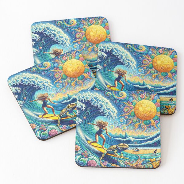 Item preview, Surfer Girl With Bearded Dragon designed and sold by bunnyboiler.