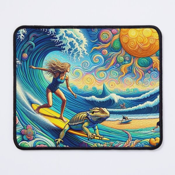 Item preview, Surfer Girl With Bearded Dragon designed and sold by bunnyboiler.