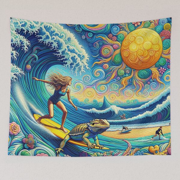 Item preview, Surfer Girl With Bearded Dragon designed and sold by bunnyboiler.
