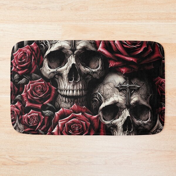 Item preview, Skulls and Roses Pattern Print designed and sold by PinUpPizzazz.
