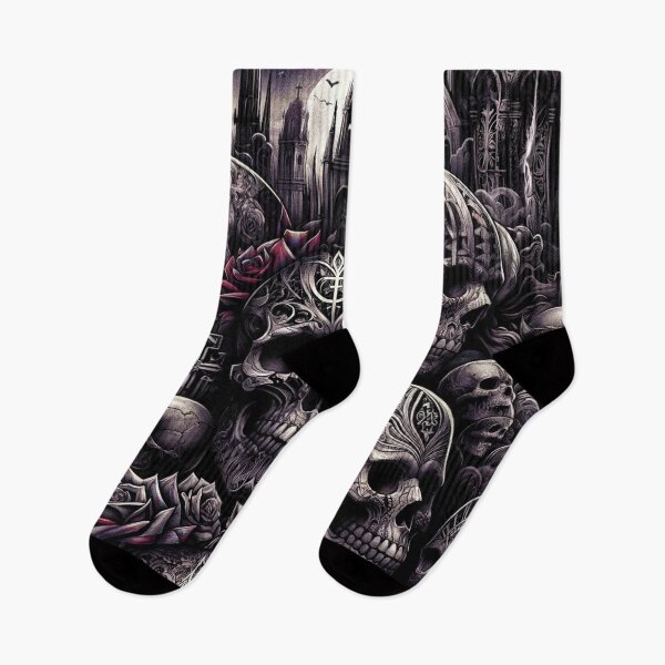 Item preview, Gothic Skulls, Red Roses, and Eerie Landscape designed and sold by PinUpPizzazz.