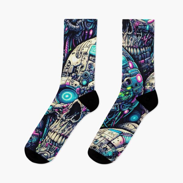 Item preview, Cyberpunk Skulls Pattern Print designed and sold by PinUpPizzazz.