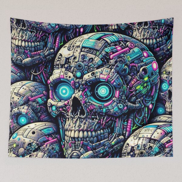 Item preview, Cyberpunk Skulls Pattern Print designed and sold by PinUpPizzazz.