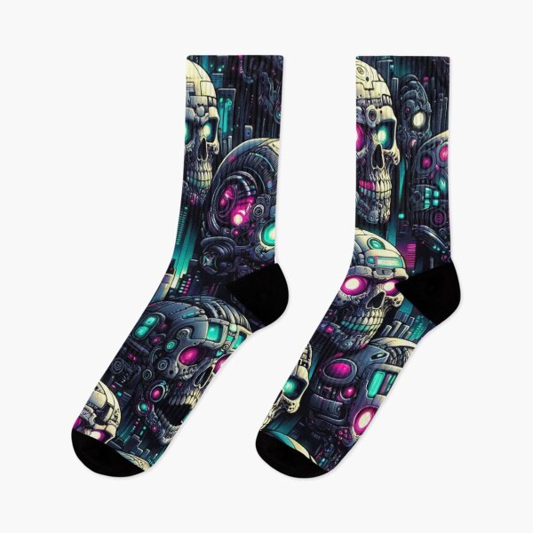 Item preview, Cyberpunk Skulls Pattern Print designed and sold by PinUpPizzazz.