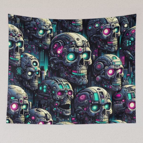 Item preview, Cyberpunk Skulls Pattern Print designed and sold by PinUpPizzazz.